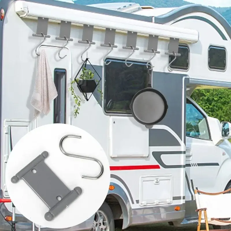 S Shaped Camping Awning Hooks Clips RV Tent Hangers Light Hangers with Holes for Caravan Camperb Accessories