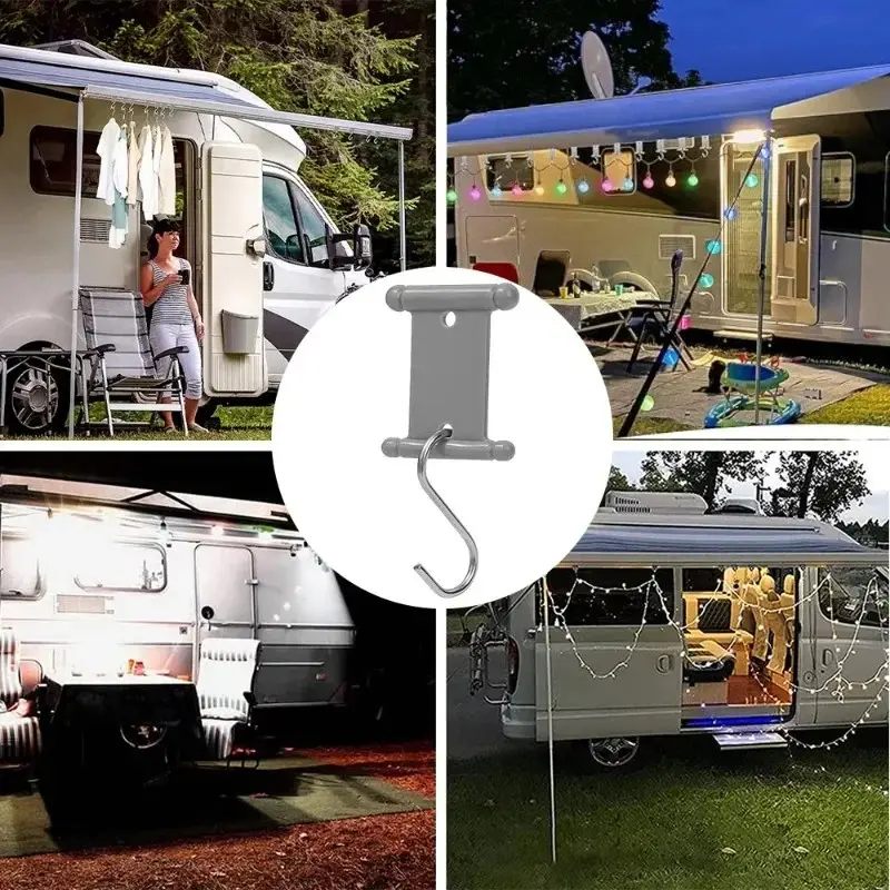 S Shaped Camping Awning Hooks Clips RV Tent Hangers Light Hangers with Holes for Caravan Camperb Accessories