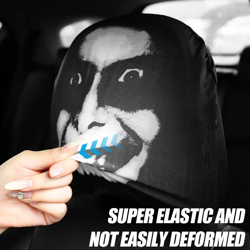 Elastic Skull Car Headrest Cover Halloween Horror Stretch Universal Funny Scary Pillow Case Auto Seat Accessories 2025