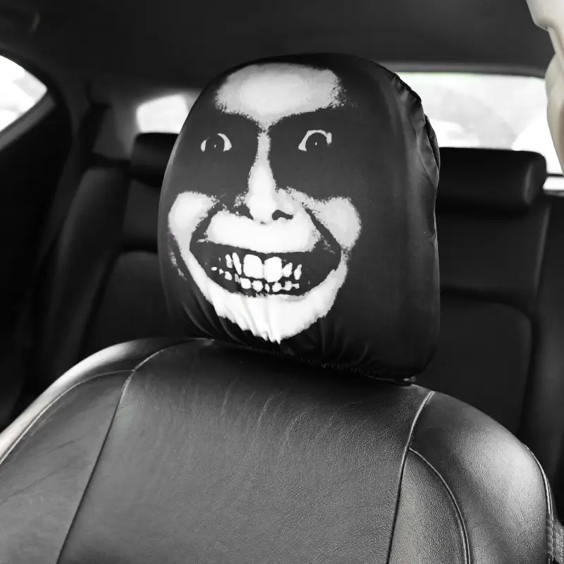 Elastic Skull Car Headrest Cover Halloween Horror Stretch Universal Funny Scary Pillow Case Auto Seat Accessories 2025