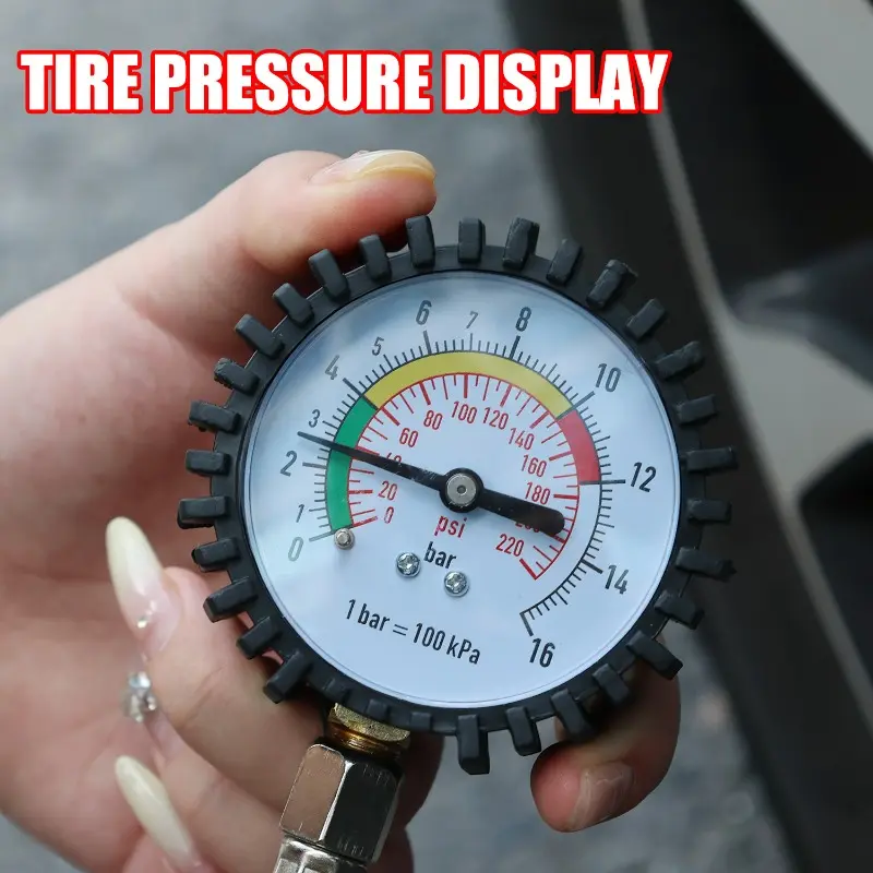 220PSI Car Motorcycle Multifunctional Tire Air Pressure Monitoring Gauge Tester Air Compressor Dial Meter Inflator Pump Tools
