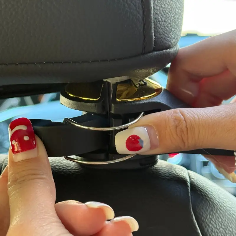 Multi-functional 2 in 1 Car Hook Hidden Multifunctional Rear Headrest Hook Car Rear Phone Holder Lock Type Mobile Phone Holder