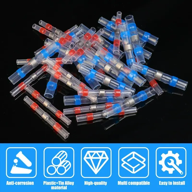 Waterproof Heat Shrink Wire Connectors Solder Seal Sleeve for AWG22-18 Quick Splice Electrical Terminals