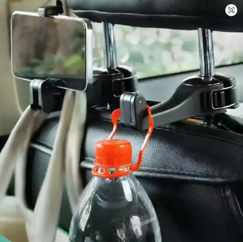 Multi-functional 2 in 1 Car Hook Hidden Multifunctional Rear Headrest Hook Car Rear Phone Holder Lock Type Mobile Phone Holder