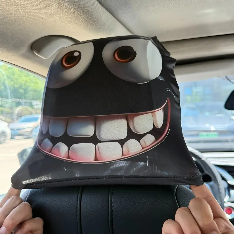 Auto Headrest Covers Stretchy Funny Print Universal Elastic Seat Decor Novelty Gift for Car Interior Accessories