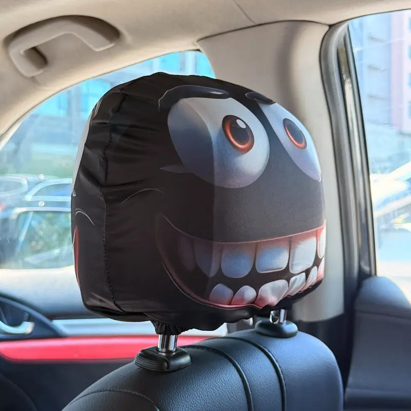 Auto Headrest Covers Stretchy Funny Print Universal Elastic Seat Decor Novelty Gift for Car Interior Accessories