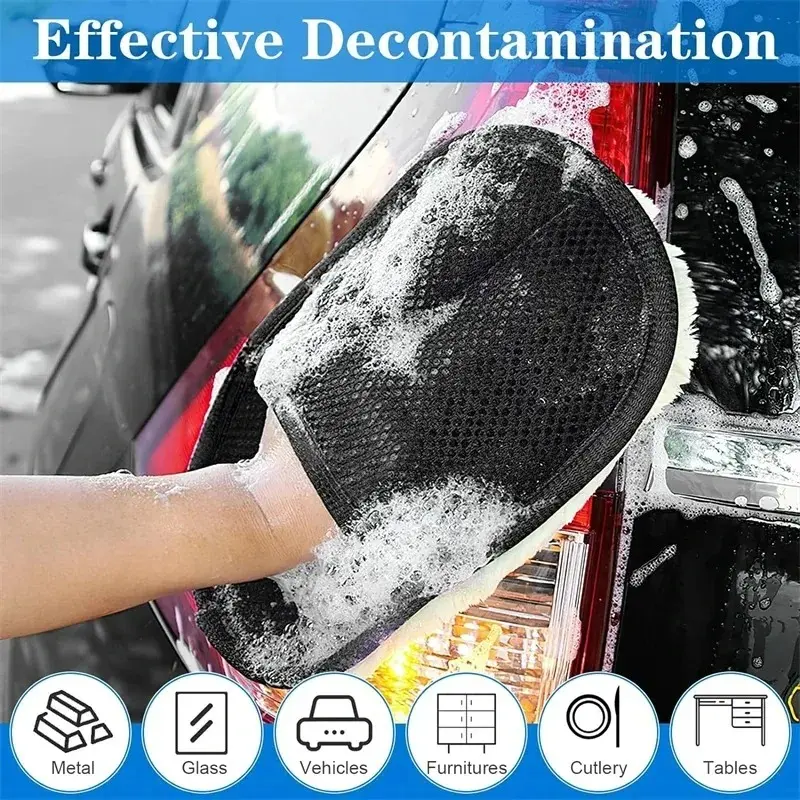Super Soft Microfiber Wool Car Wash Gloves Mitts Scratch Free Cleaning Polishing Cloth for Auto Detailing Care Accessories