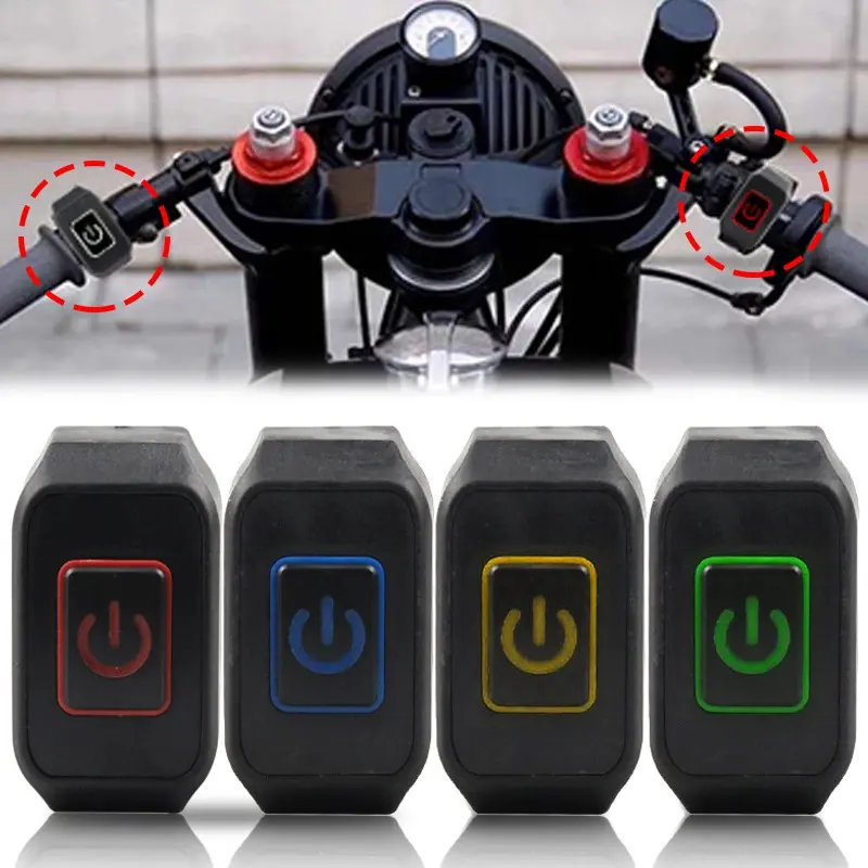 Motorcycle Switches Headlight Horn Control Handlebar Mount ON OFF Motorcross Modified Switch Waterproof Buttton with LED Light