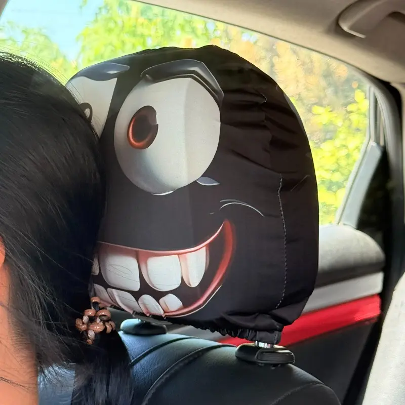 Auto Headrest Covers Stretchy Funny Print Universal Elastic Seat Decor Novelty Gift for Car Interior Accessories