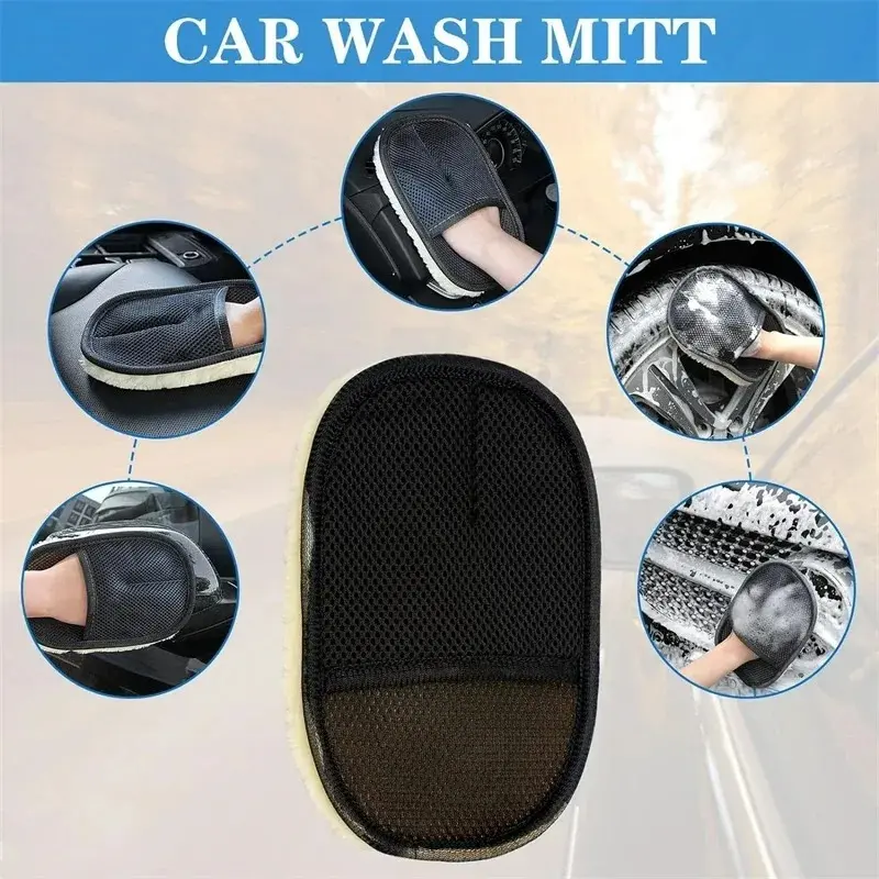 Super Soft Microfiber Wool Car Wash Gloves Mitts Scratch Free Cleaning Polishing Cloth for Auto Detailing Care Accessories