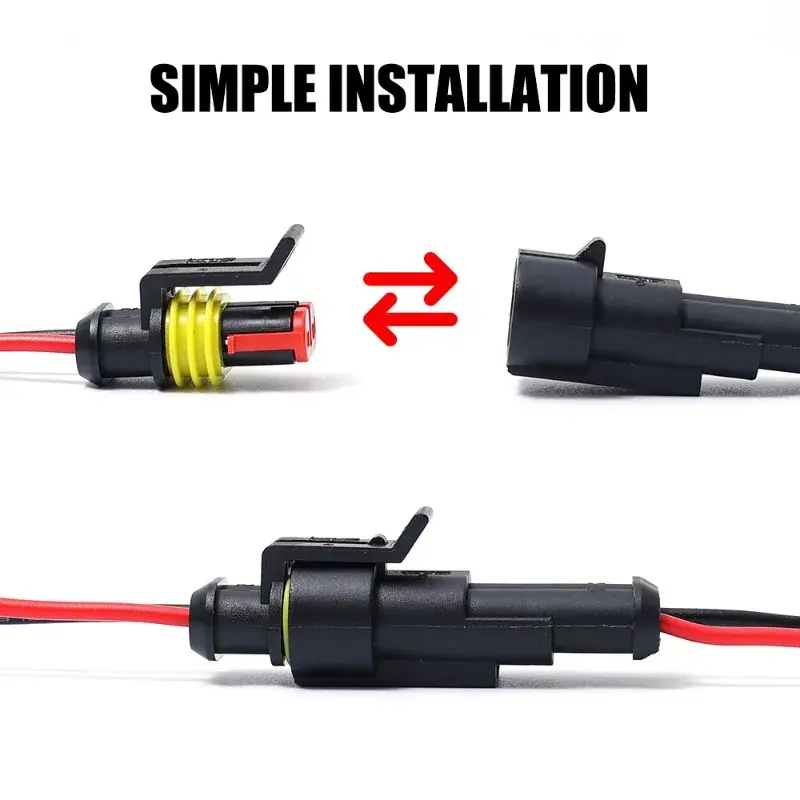 20/10pcs Waterproof Automotive Male Female Electrical Connectors Plug 2-Pin Way with Wire for Car Motorcycle Scooter Marine
