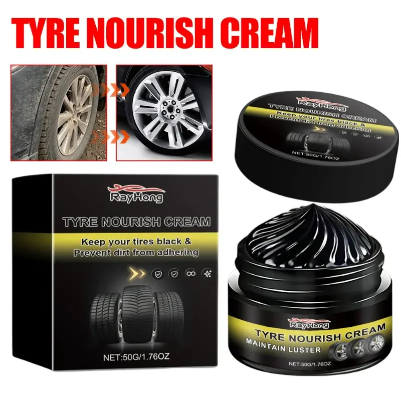 Tire Shine Coating Tyre Gloss Hydrophobic Sealant Wax Maintenance Long Cleaner Lasting Tire Agent Refurbishing 50g with Sponge