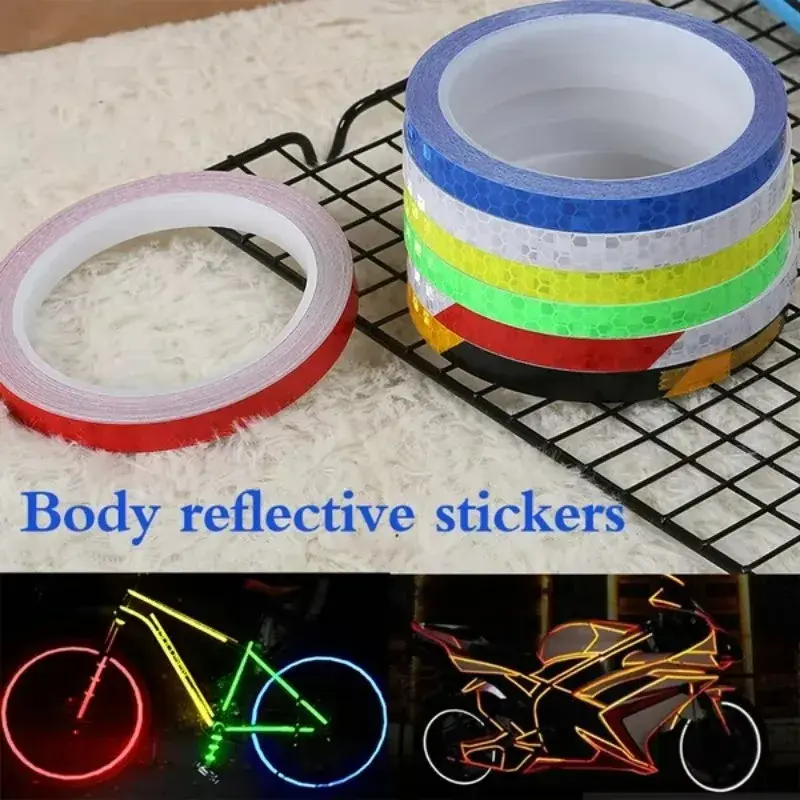 Bike Wheels Reflective Stickers Cycling Fluorescent Reflect Strip Adhesive Tape for Motorcycle Bicycle Warning Safety Decor