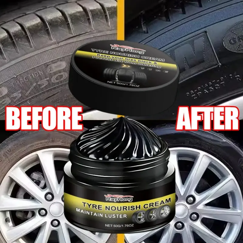 Tire Shine Coating Tyre Gloss Hydrophobic Sealant Wax Maintenance Long Cleaner Lasting Tire Agent Refurbishing 50g with Sponge