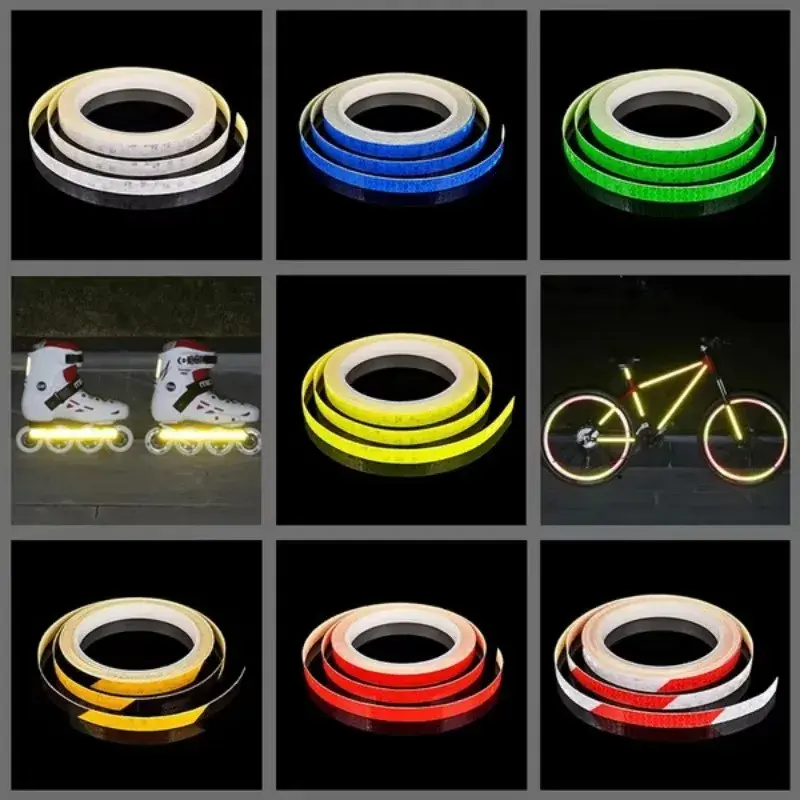 Bike Wheels Reflective Stickers Cycling Fluorescent Reflect Strip Adhesive Tape for Motorcycle Bicycle Warning Safety Decor