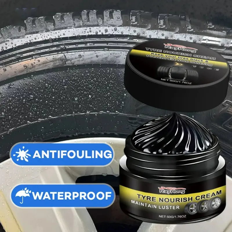 Tire Shine Coating Tyre Gloss Hydrophobic Sealant Wax Maintenance Long Cleaner Lasting Tire Agent Refurbishing 50g with Sponge