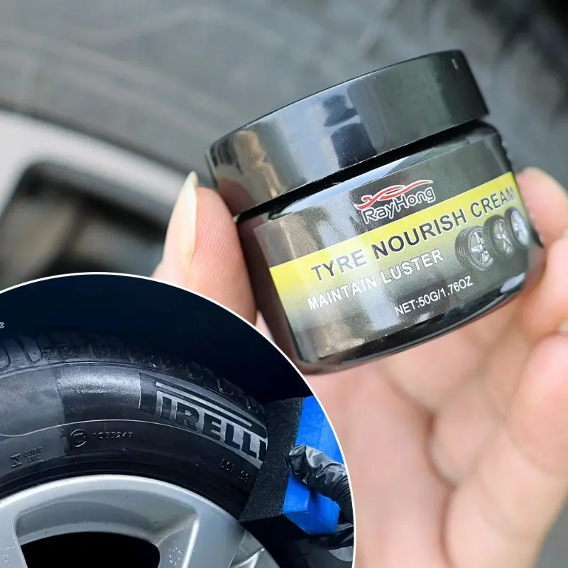 Tire Shine Coating Tyre Gloss Hydrophobic Sealant Wax Maintenance Long Cleaner Lasting Tire Agent Refurbishing 50g with Sponge