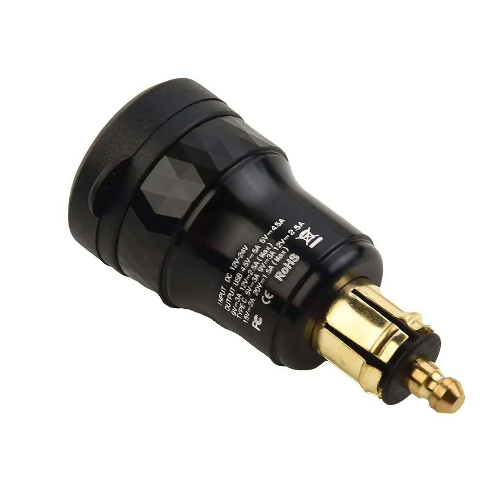 For BMW Motorcycles Dual USB Charger Adapter For DIN Plug Socket Adapter With A Waterproof Cover Fast Charging 12V-24V