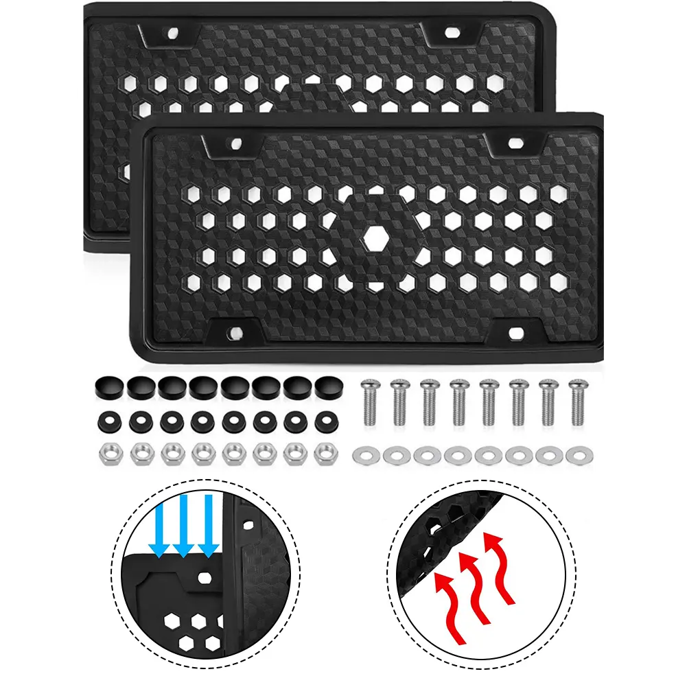 Silicone License Plate Frame Compatible with US Front and Back Plates Designed for Practical Vehicle Plate Coverage