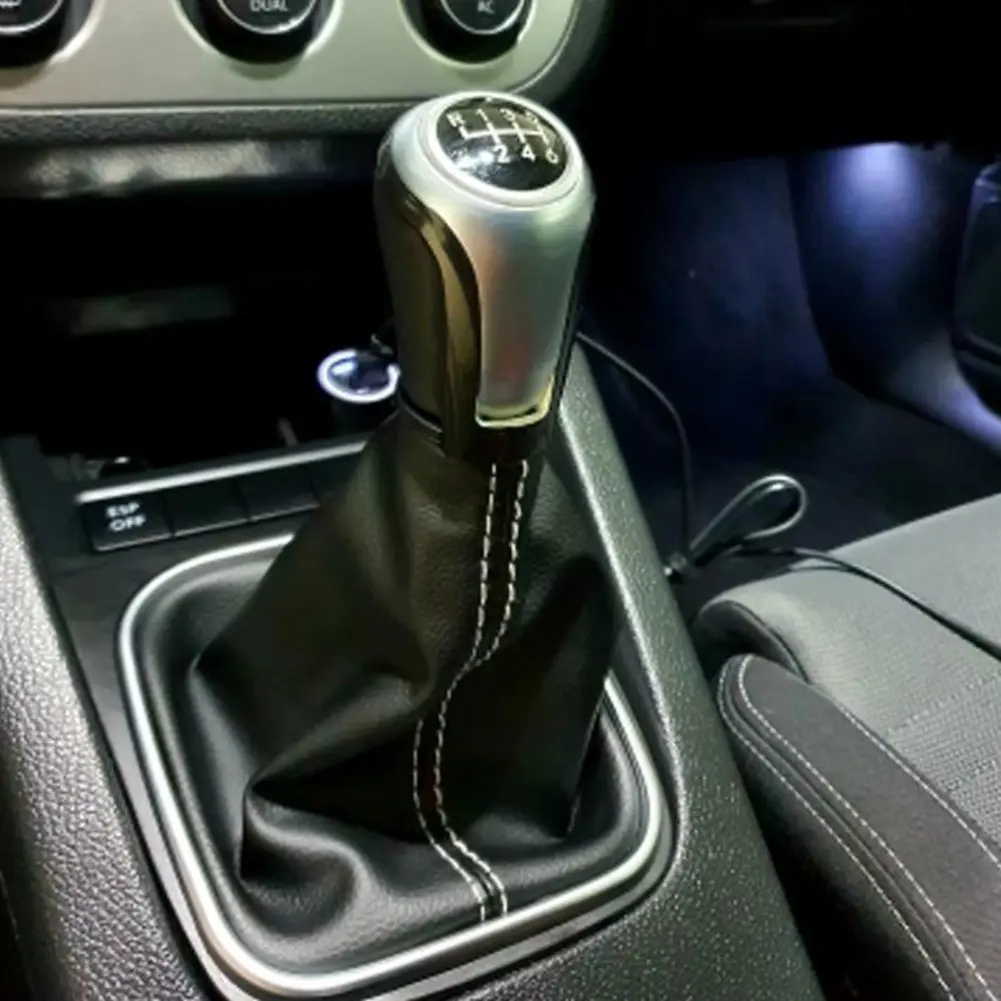 Gear Shift Lever Knob Boot Cover Leather Compatible with For Golf 5 MK5 2004 to 2008 and For Jetta MK3 2006 to 2012