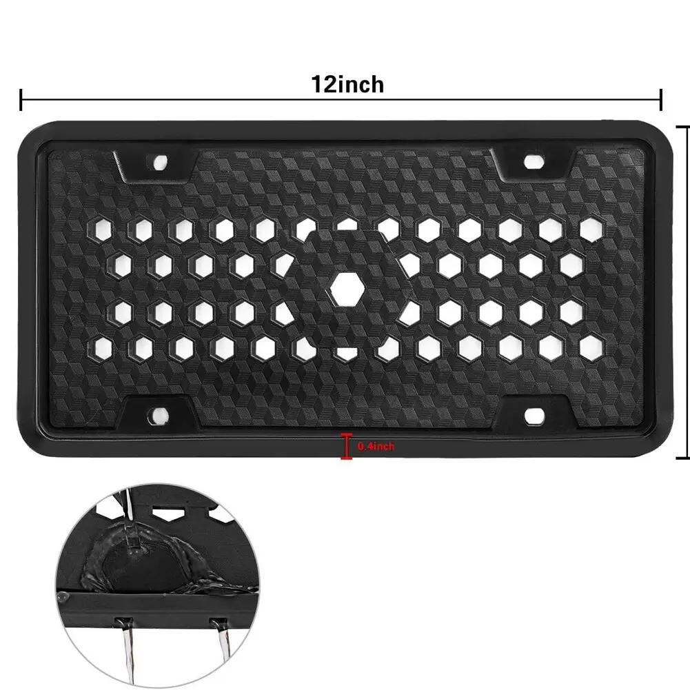 Silicone License Plate Frame Compatible with US Front and Back Plates Designed for Practical Vehicle Plate Coverage