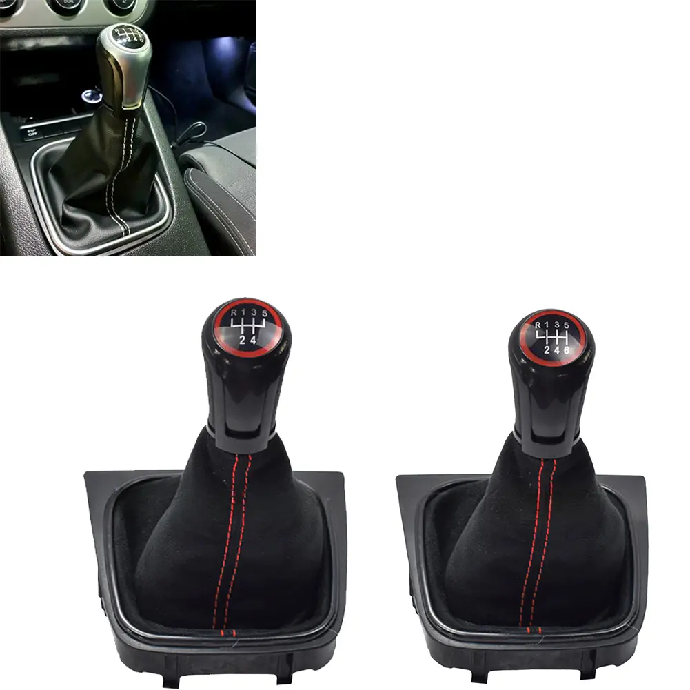 Gear Shift Lever Knob Boot Cover Leather Compatible with For Golf 5 MK5 2004 to 2008 and For Jetta MK3 2006 to 2012