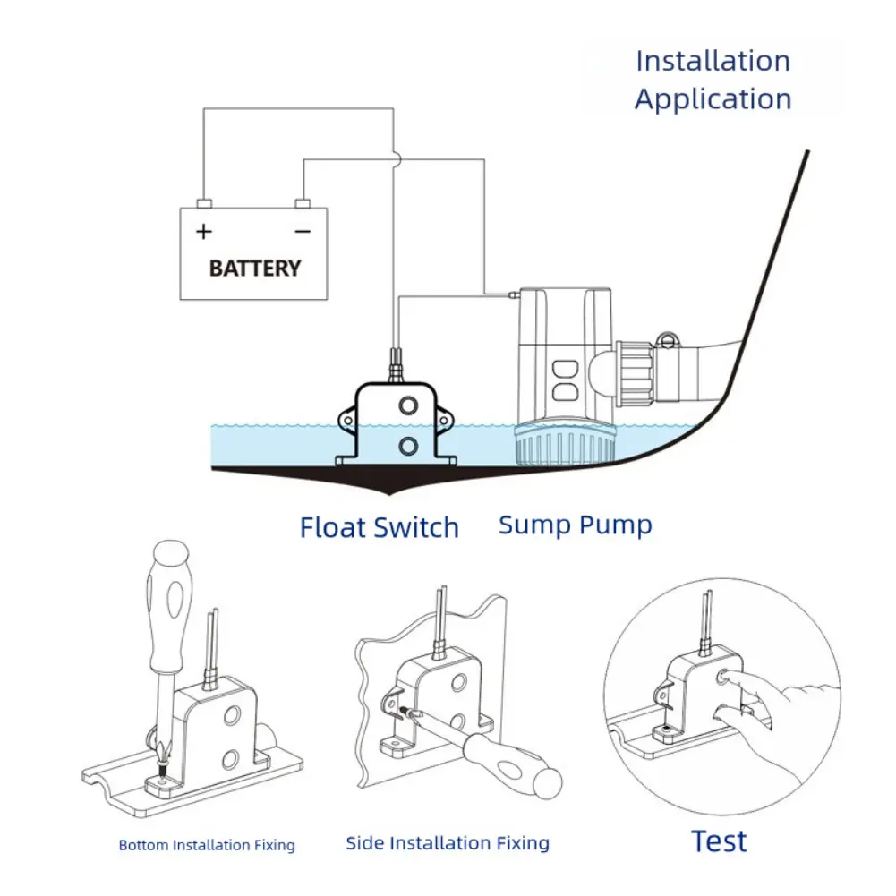 Electric Water Level Sensor Marine Bilge Pump Float Switch for Fishing Boats Aquariums and Fountain Water Systems