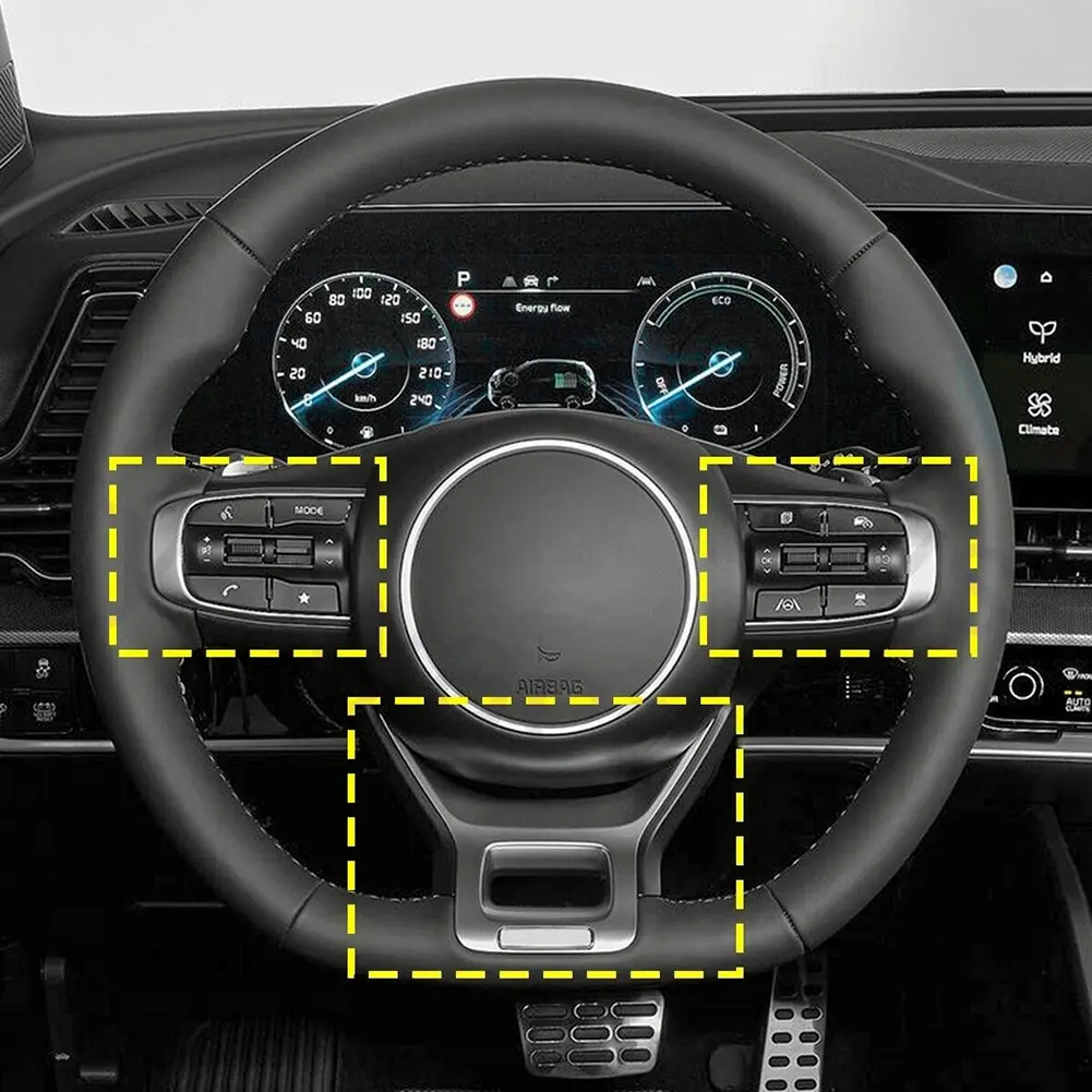 3Pcs/set Carbon Fiber Black Steering Wheel Cover Trim For Kia For Sportage NQ5 Interior Mouldings Car Interior Accessories