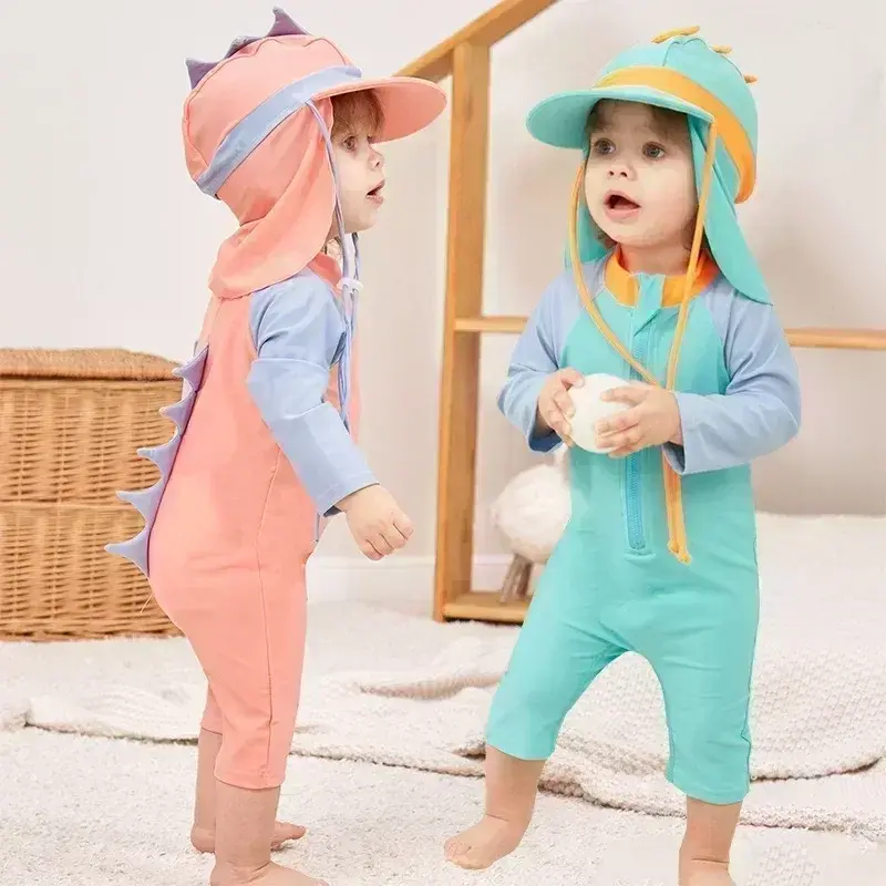 Baby Swimsuit  2024 Summer One-pieces Swimwear for Kids Dinosaur Boys Girls Surfing Suit Children's Sunscreen Baby Bath Clothes