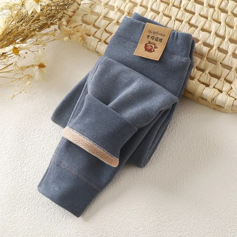 New Winter Children's Fleece Warm Render Pants for Boys Girls Thicken Velvet Leggings Kids Baby Base Pants Thickened Trousers
