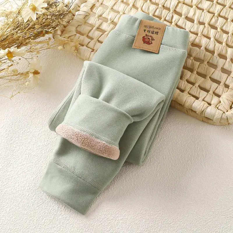 New Winter Children's Fleece Warm Render Pants for Boys Girls Thicken Velvet Leggings Kids Baby Base Pants Thickened Trousers