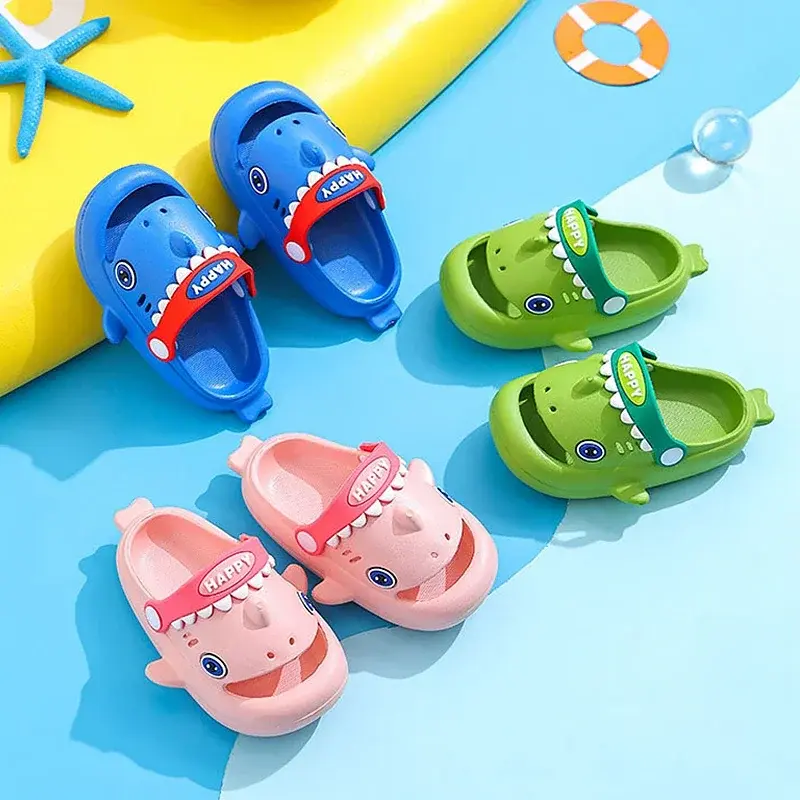 Kids‘ Megalodon Shark Slippers Toe Protection Waterproof Anti-slip Garden Shoes Boys Girls Outdoor Casual Beach Sandals Children