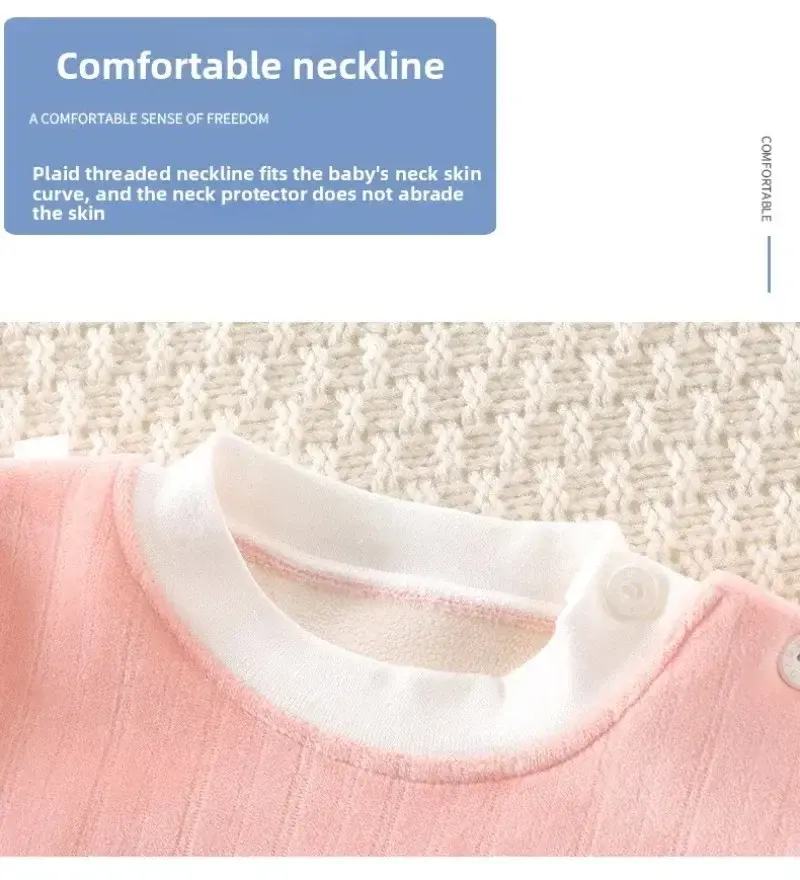 Warm Fleece-Lined Kids Long Sleeve Shirt Thickened Winter Sleepwear Boys Girls Toddler Cozy Thermal Top Autumn Winter Underwear
