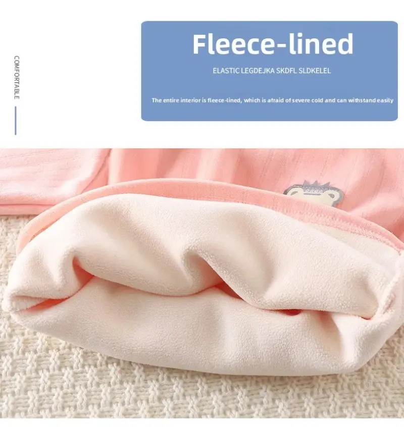 Warm Fleece-Lined Kids Long Sleeve Shirt Thickened Winter Sleepwear Boys Girls Toddler Cozy Thermal Top Autumn Winter Underwear