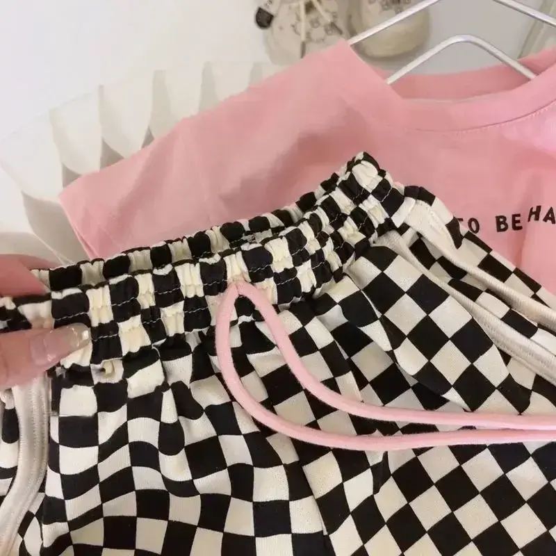 Summer Kids Clothes Sets for Girls Cotton Lax Tees and Shorts Two-piece Set Korean Style Children Casual Sports Suit