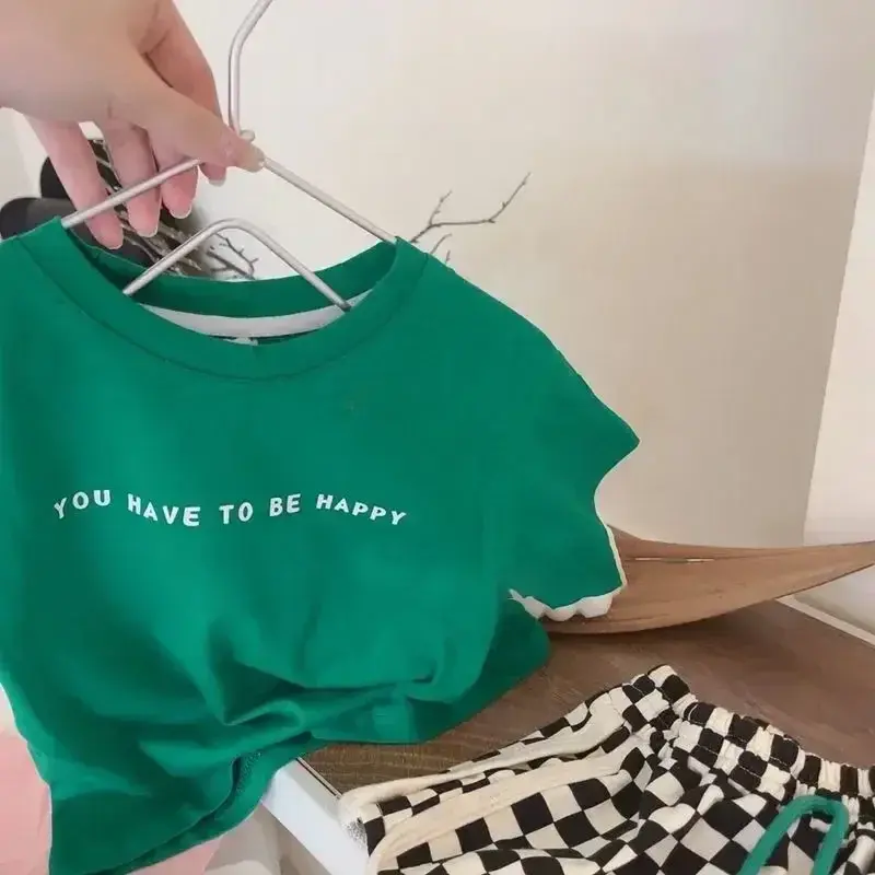 Summer Kids Clothes Sets for Girls Cotton Lax Tees and Shorts Two-piece Set Korean Style Children Casual Sports Suit