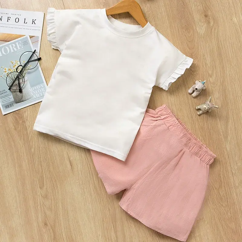 Girls' Icecream Print Summer Outfit 2025 - Short Sleeve Casual Shorts Two-Piece Set | Stylish Thin & Lightweight Baby Clothes