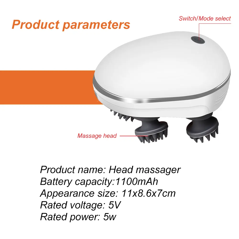 Infrared Smart Scalp Massager Wireless 4 Kneading Massage Heads Body Massager for Hair Growth Stress Kneading Vibration Roller