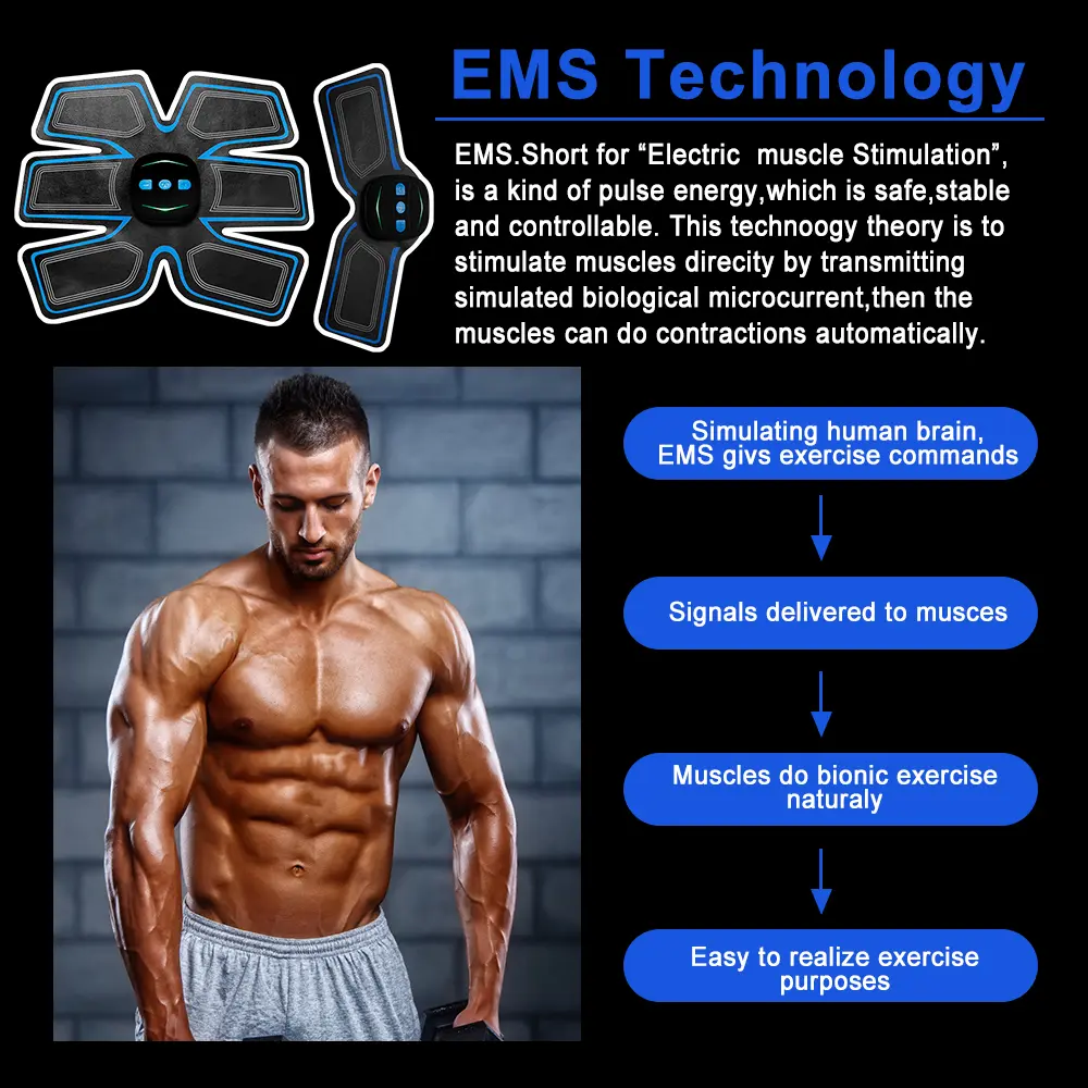 Remote Controller EMS Muscle Stimulator 6 Modes Electric Fitness Abdominal Training Weight Loss Stickers Body Slimming Massager