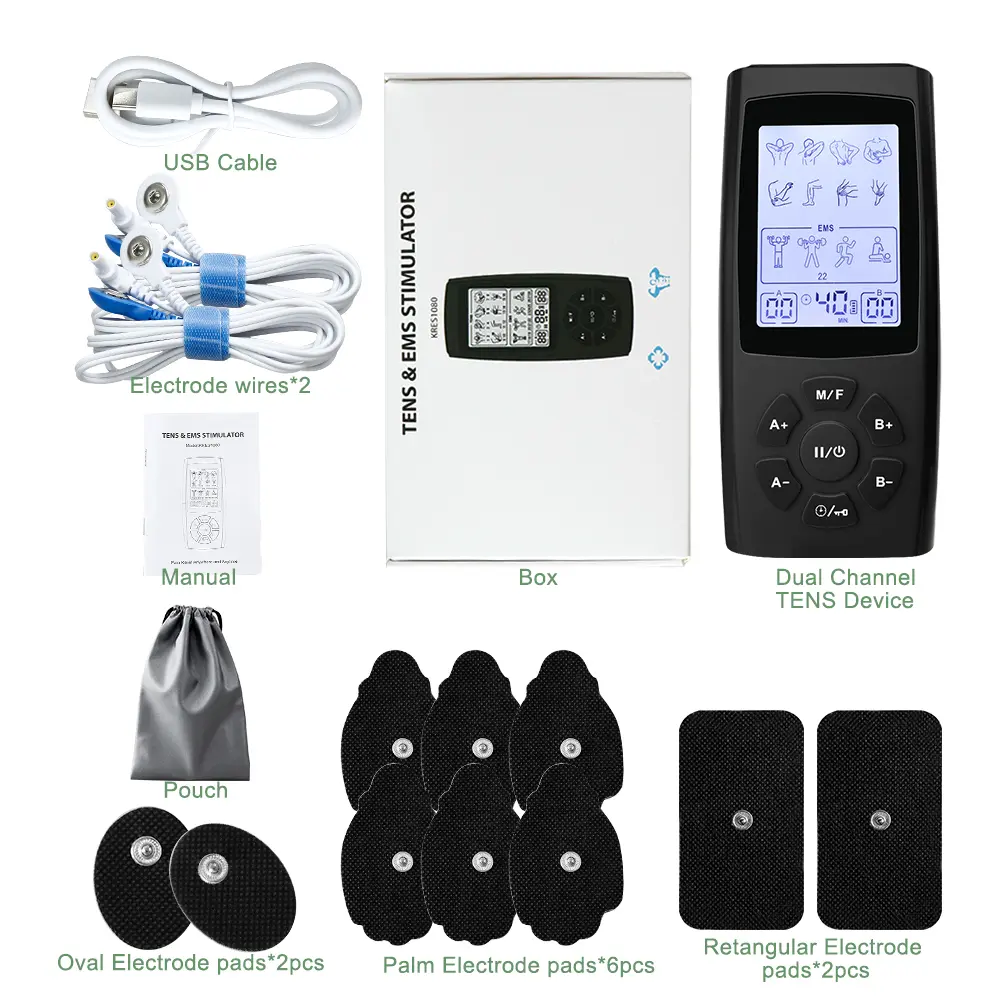 TENS Unit Rechargeable Muscle Stimulator 28 Modes EMS Dual Channel for Body Pain Muscle Therapy Acupuncture Pulse Massager Tool