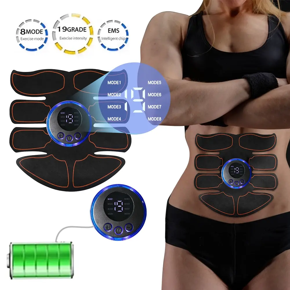 EMS Wireless 8 Modes Muscle Stimulator Fitness Trainer ABS Abdominal Electric Weight Loss Body Slimming Massageador Home Gym Use