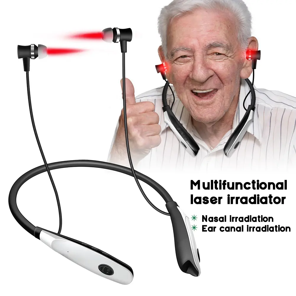 Rechargeable Nasal Ear Canal Laser Irradiator Neck-hanging Earplugs Tinnitus Laser Ear Irradiator 650nm Light Wave Nasal Canal