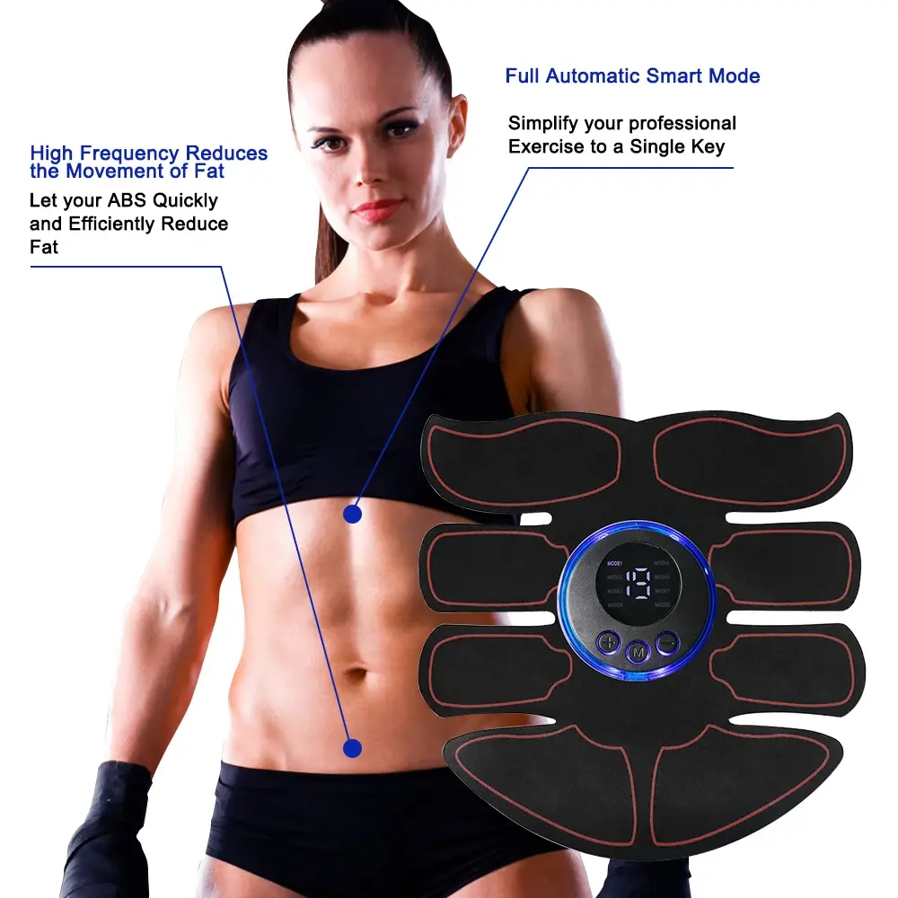 EMS Wireless 8 Modes Muscle Stimulator Fitness Trainer ABS Abdominal Electric Weight Loss Body Slimming Massageador Home Gym Use