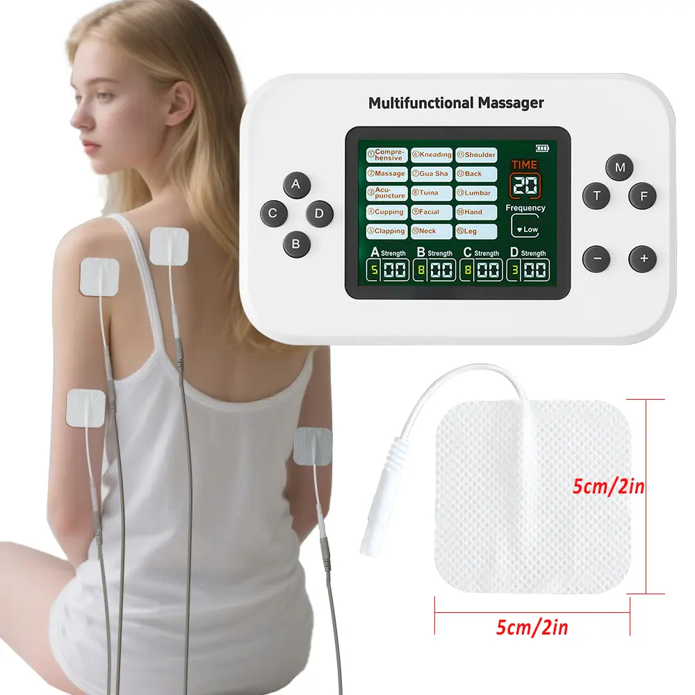 Electric 30 Levels Physiotherapy Machine 4 Output TENS Multifunctional Massager EMS Vibration Nerve Stimulator Relax 8pcs Pads