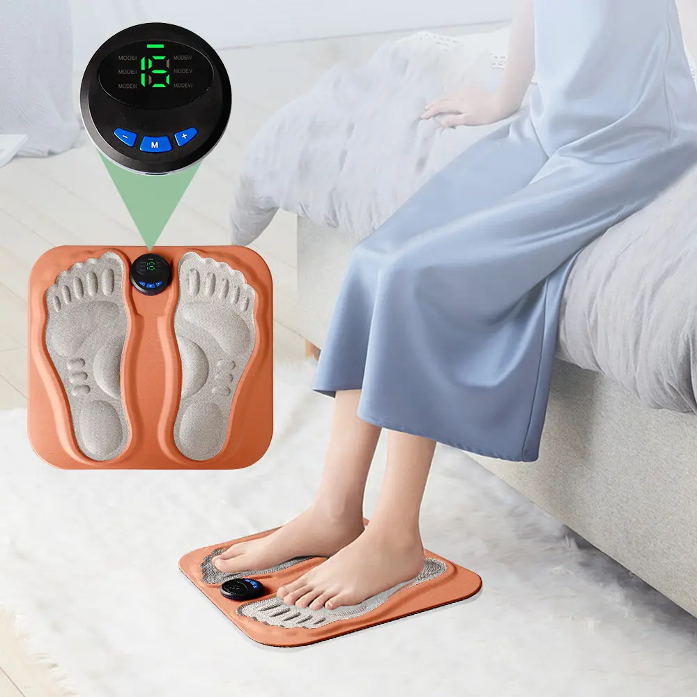 3D EMS Foot Massager Pad TENS Pulse Calf Feet Acupoints Massage Mat 6 Modes Accupressure For Blood Circulation Relieve Fatigue