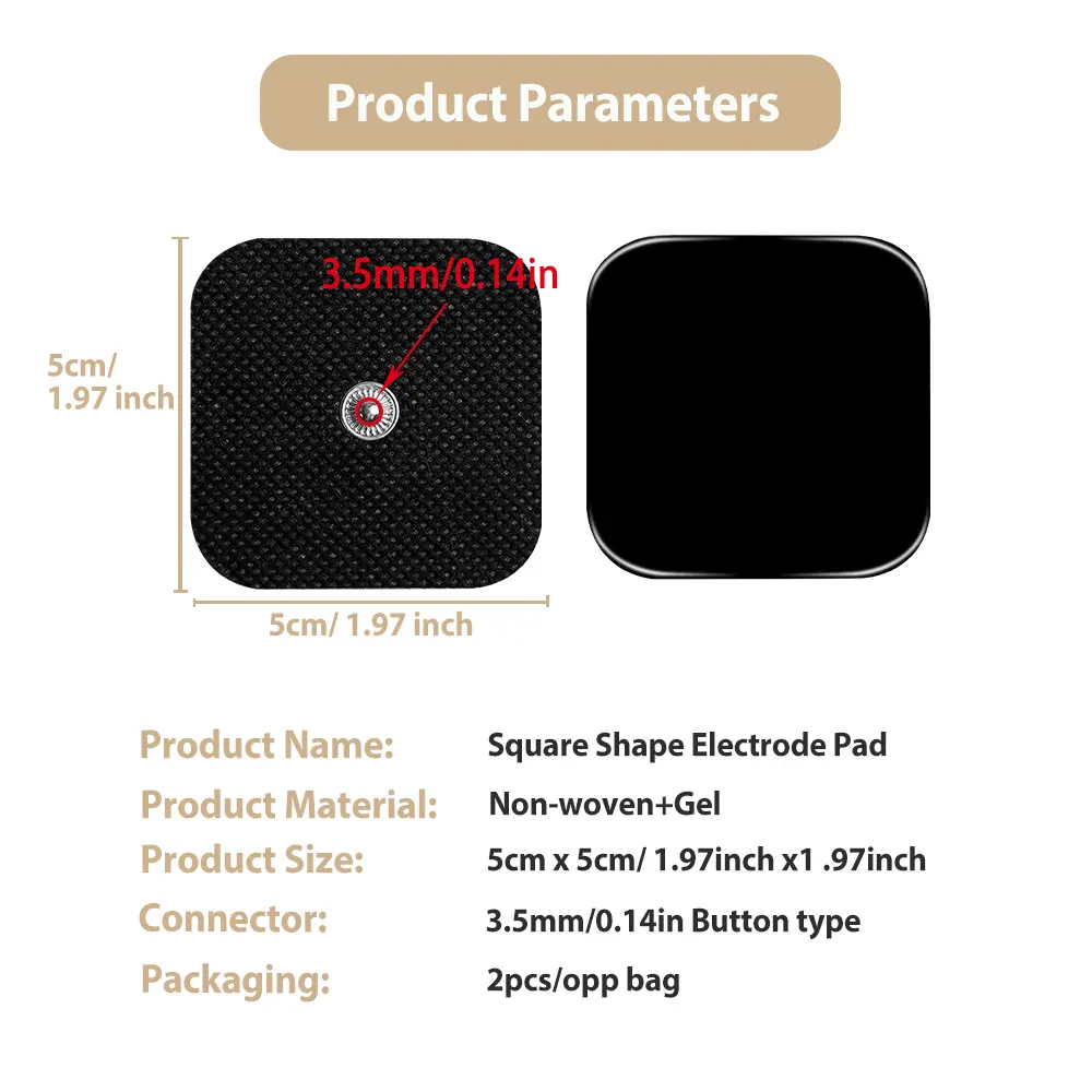 5*5cm Non-woven Fabric Self Adhesive Electrodes Pads Tens Gel Pad for Electric Pulse Massager Sticker Replacement 10/20/30 Pcs