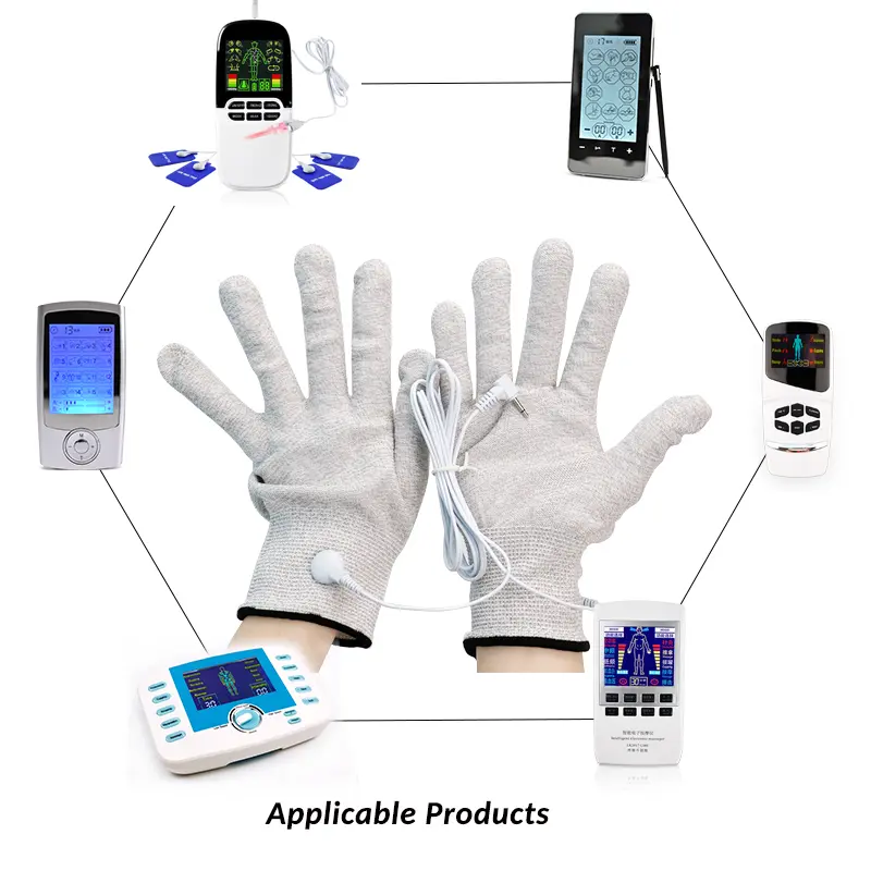 Electrode Silver Fiber Gloves Socks EMS Muscle Stimulator Body Massage Wrist Protectors Tens Conductive Therapy Cable Accessorie