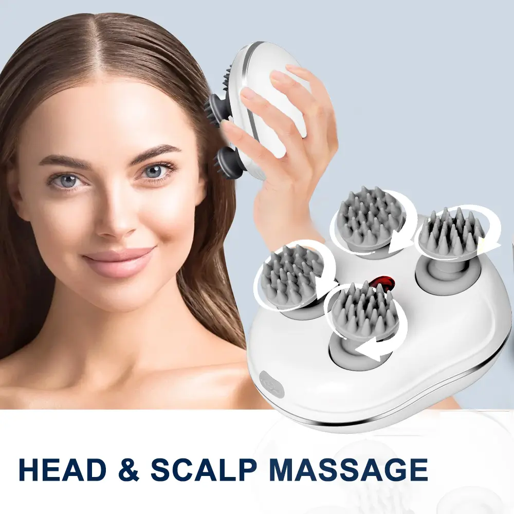 Electric Head Scalp Massager 4 Kneading Vibration Waterproof Body Deep Tissue Massager for Hair Growth Relaxtion Multi Pet Claw