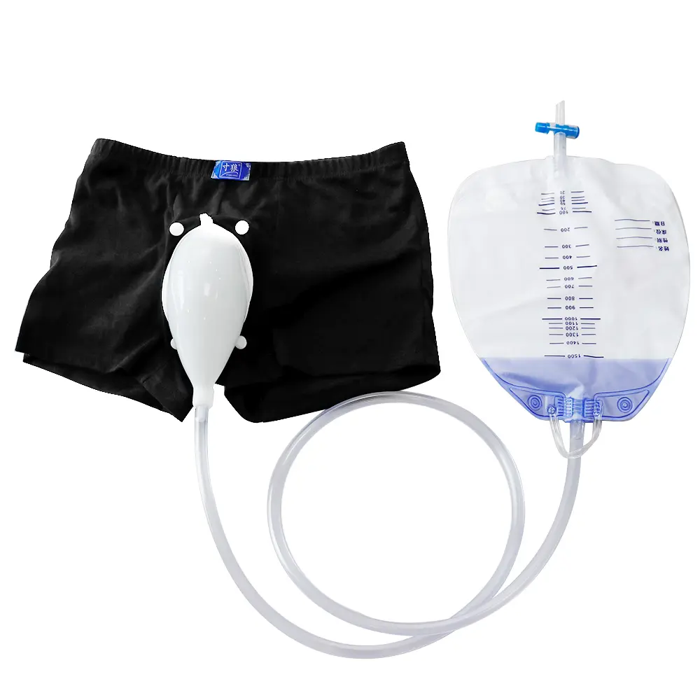 1PCS External Bedridden Wearable Silicone Male Urine Bag With Urinary Catheter Urine Collector Underpants Drainage Bag Reusable