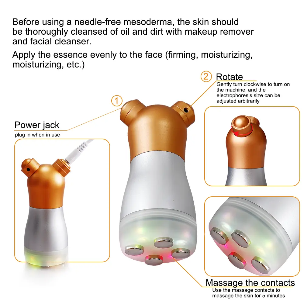 RF Facial Electroporation 3 Colors 6 Modes LED Photon Skin Tighten Wrinkle Removal Face Lifting Mesotherapy Vibration Massager